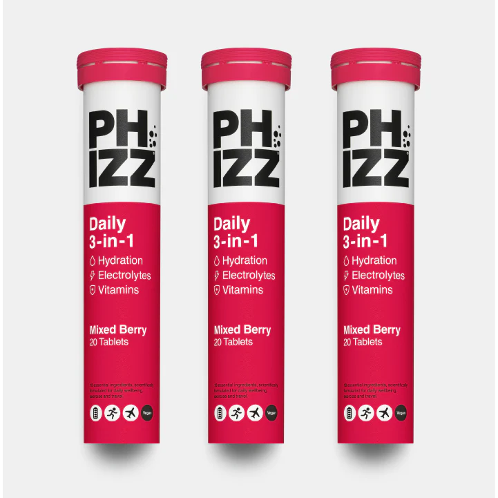 Phizz 3-in-1 Hydration, Electrolytes and Vitamins Effervescent Tabs - 60 Tabs