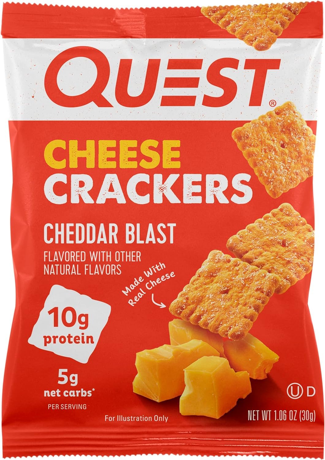 Quest Nutrition Cheese Crackers - 4x30g / Cheddar Blast - Protein Crackers