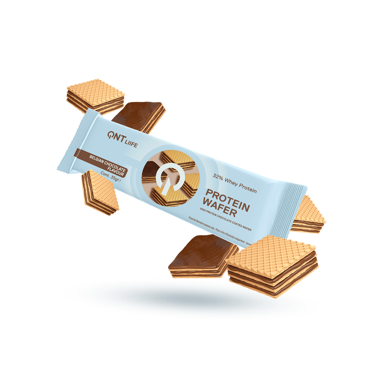 QNT Protein Wafer Bar 32% - 12x35g / Chocolate - Protein Wafers