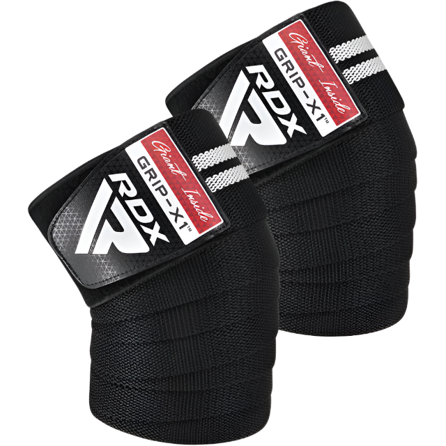 RDX Gym Knee Wraps Plus - White/Black - Knee Wraps