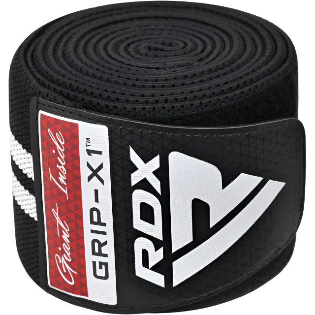 RDX Gym Knee Wraps Plus - White/Black - Knee Wraps