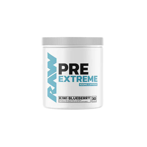 Raw Nutrition Pre Extreme EU pre-workout tub for sharp focus and extreme endurance