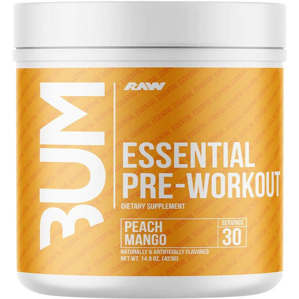 Raw Nutrition Essential PRE peach mango pre-workout powder with beta alanine to fight fatigue