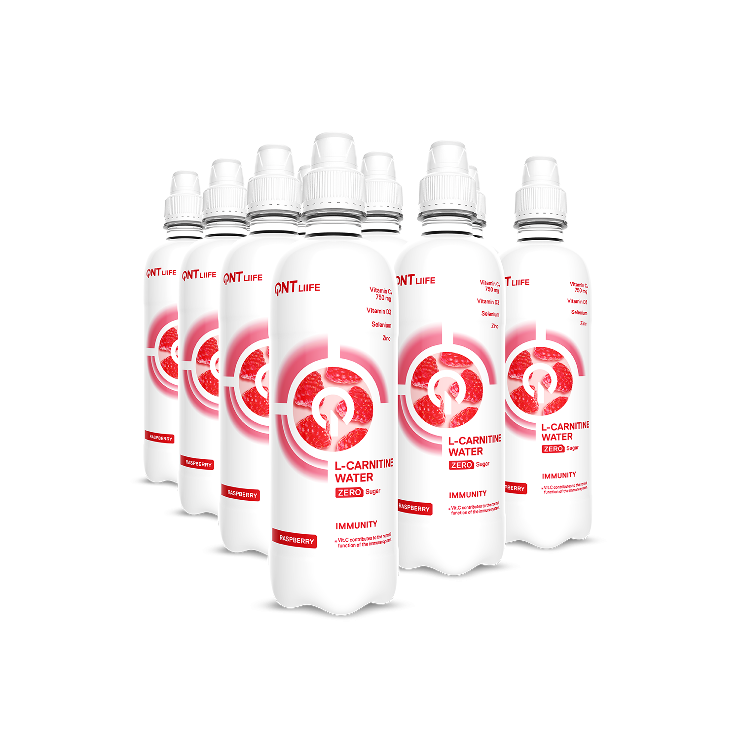 QNT Immunity Water H20 - 12x500ml / Raspberry - Immunity Support Ready-to-Drinks