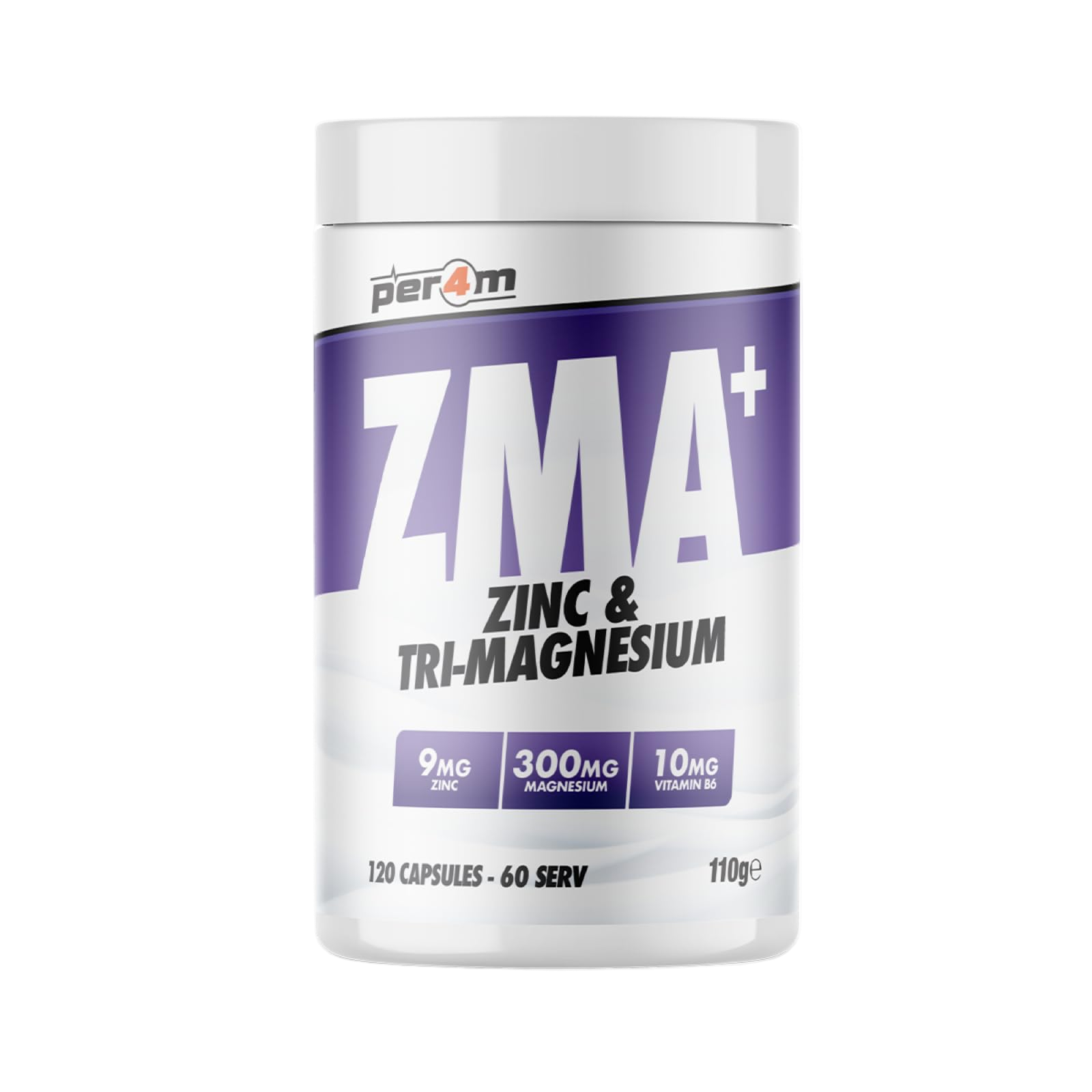 Per4m ZMA supplement bottle with tri-magnesium for muscle support, 120 capsules