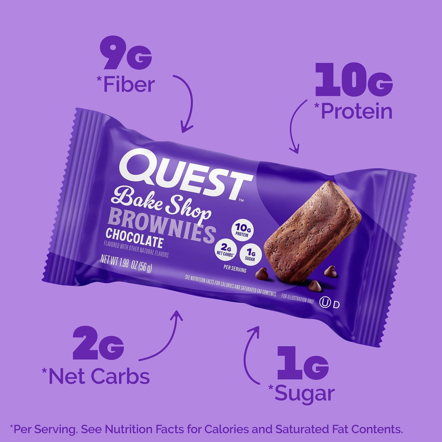 Quest Nutrition Brownie with whey protein isolate, high fiber, low carbs, perfect for quest bake shop fans