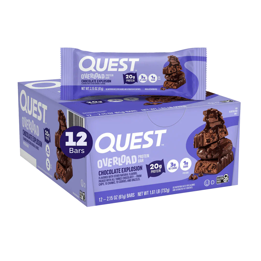 Quest Nutrition Overload Protein Bar - 12x60g / Chocolate Explosion - Protein Bars