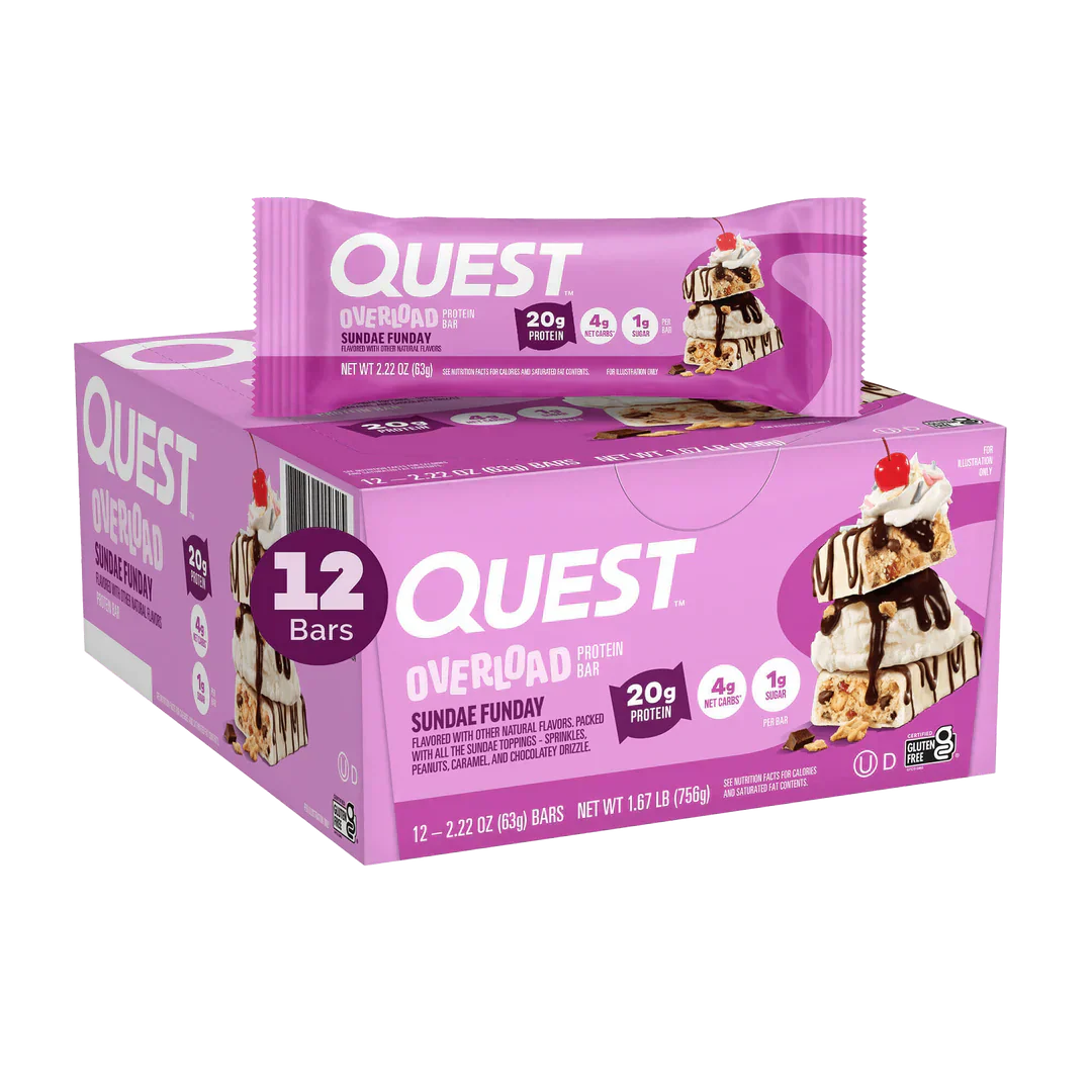 Quest Nutrition Overload Protein Bar - 12x60g / Sundae Funday - Protein Bars