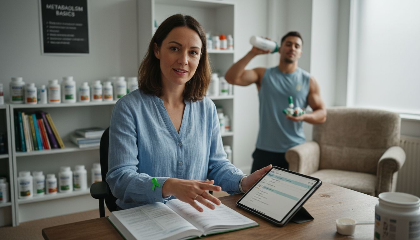 Nutritionist reviews fat burner supplements on shelf