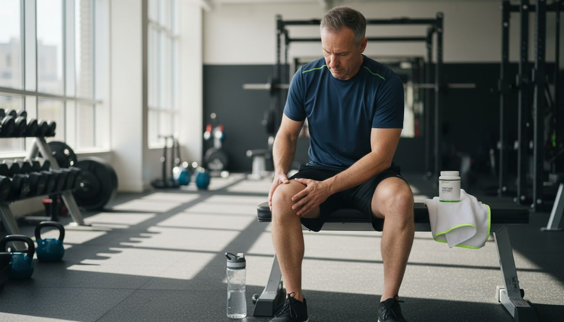Man using collagen peptides after workout