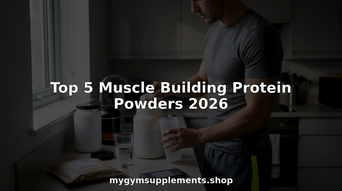 Man preparing protein powder in kitchen