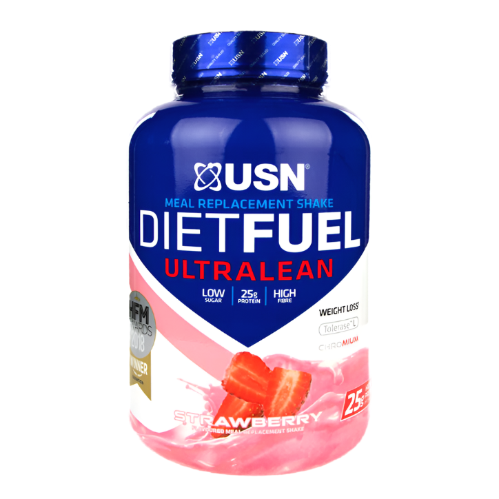 USN Diet Fuel Ultralean strawberry meal replacement shake for high protein calorie control