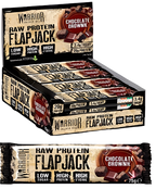 Warrior Raw Protein Flapjack Chocolate Brownie box with individual protein flapjack chocolate bars