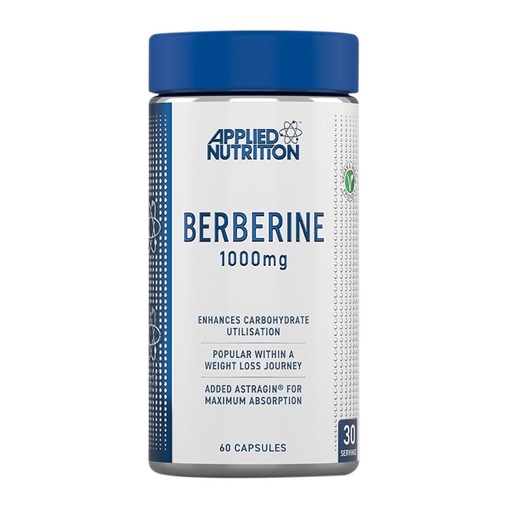 Applied Nutrition Berberine supplement in blue bottle supporting healthy blood with berberine hydrochloride