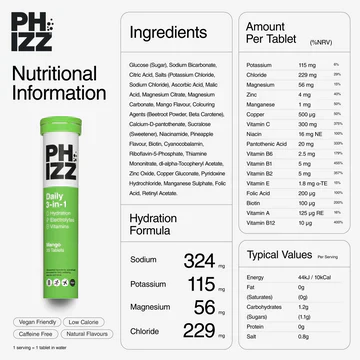 Phizz 3-in-1 Multivitamin & Rehydration Electrolyte Effervescent - Hydration Tablets