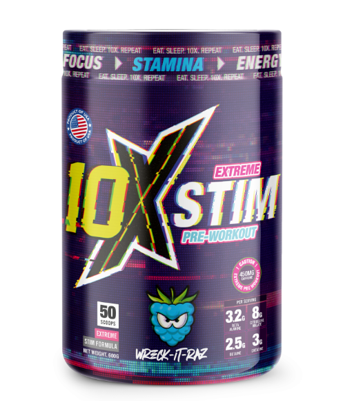 10X Athletic STIM - 600g / Wreck It Raz - Pre-Workout Powder
