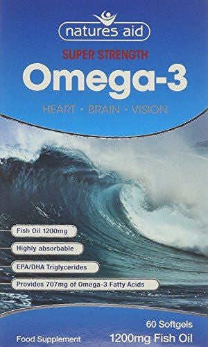 Natures Aid Super Strength Fish Oil (Omega 3) - 60 Softgels - Omega Capsules