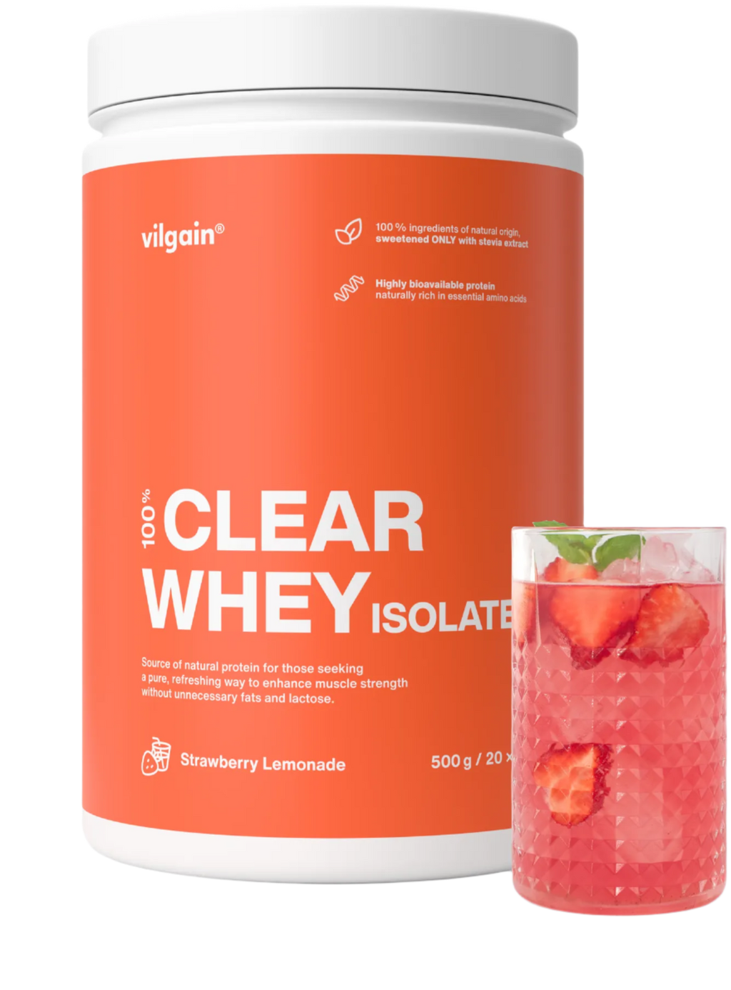 Vilgain Clear Whey Isolate - 500g / Strawberry Lemonade - Whey Proteins