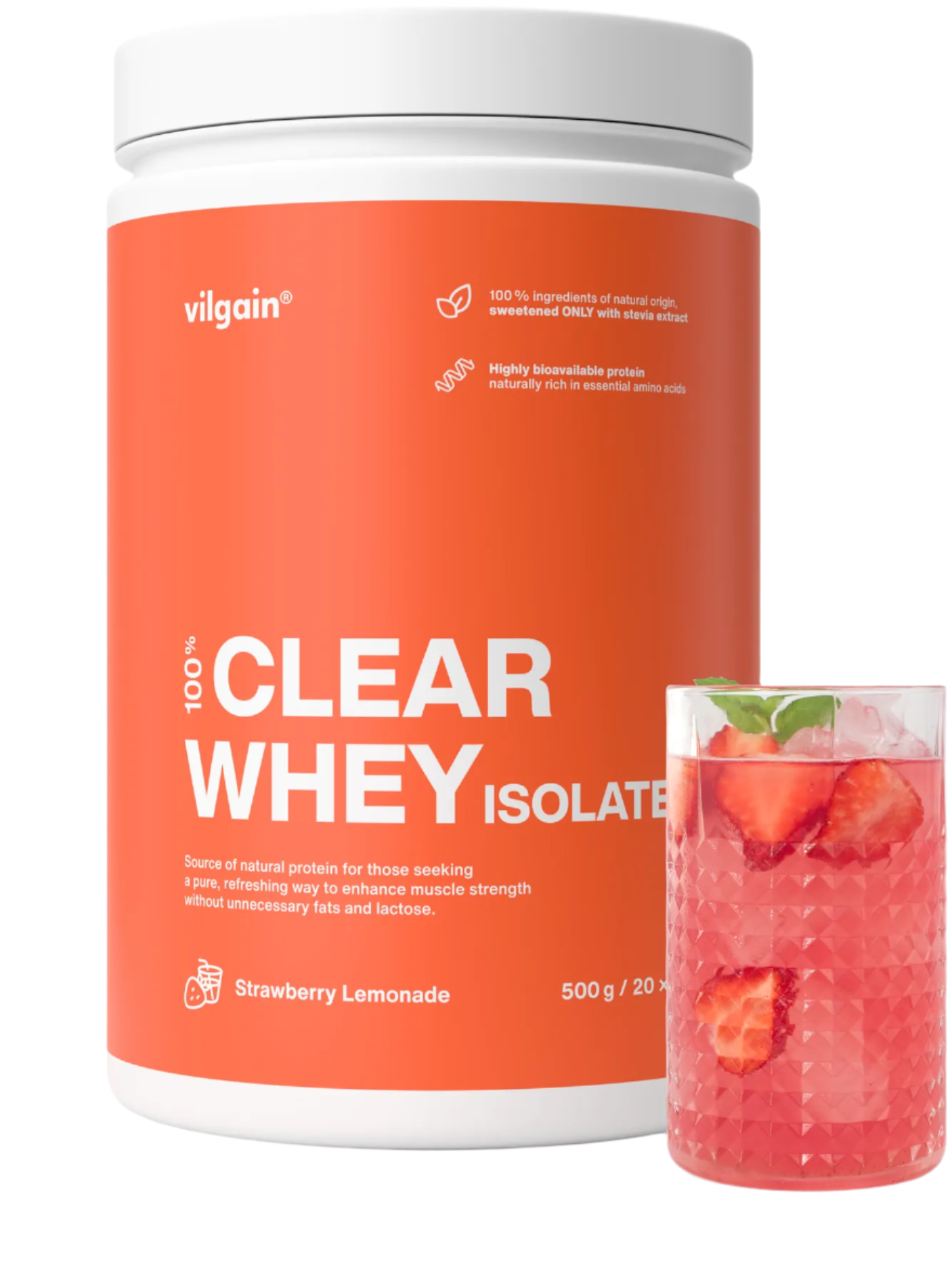 Vilgain Clear Whey Isolate - 500g / Strawberry Lemonade - Whey Proteins