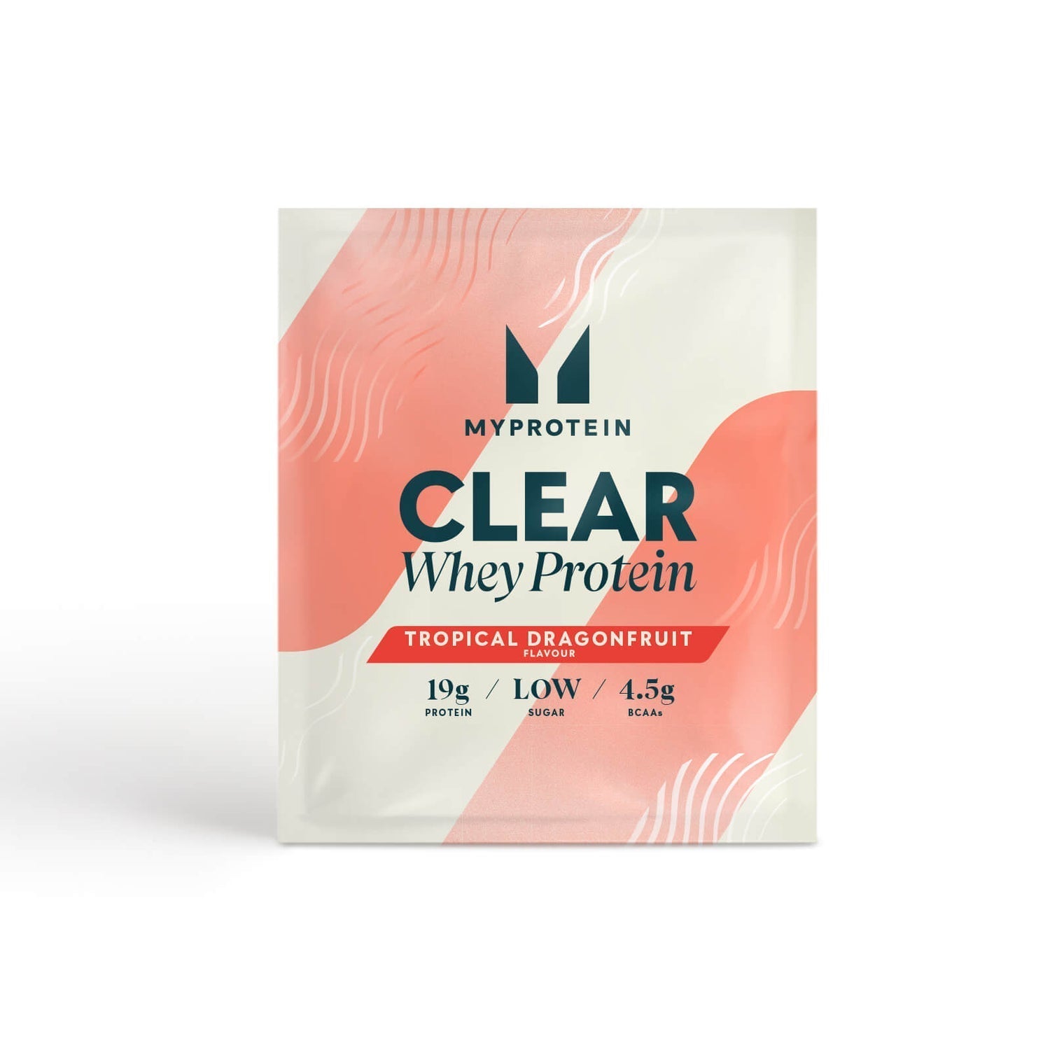 Single serving MyProtein Clear Whey Isolate Tropical Dragonfruit with 19g protein and BCAAs