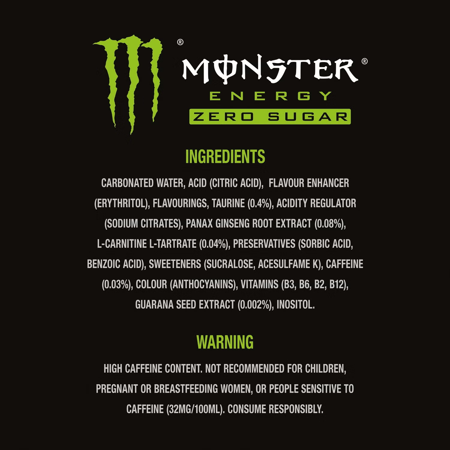 Monster Energy Zero Sugar - 12x500ml / Original - Energy Ready-to-Drinks