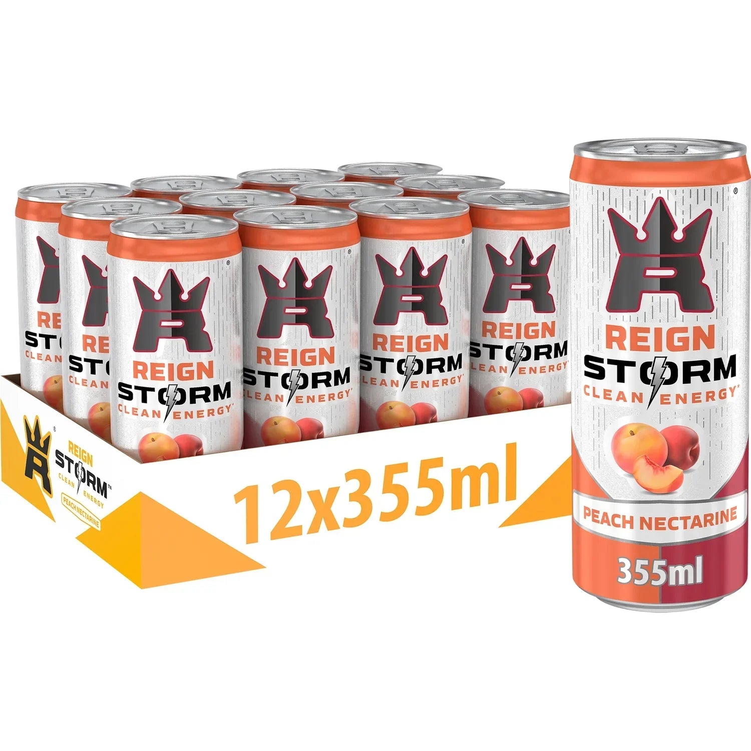 REIGN Storm - 12x355ml / Peach Nectarine - Energy Ready-to-Drinks