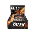 Box of Yates whey protein bars with a salted caramel flavor on a white background