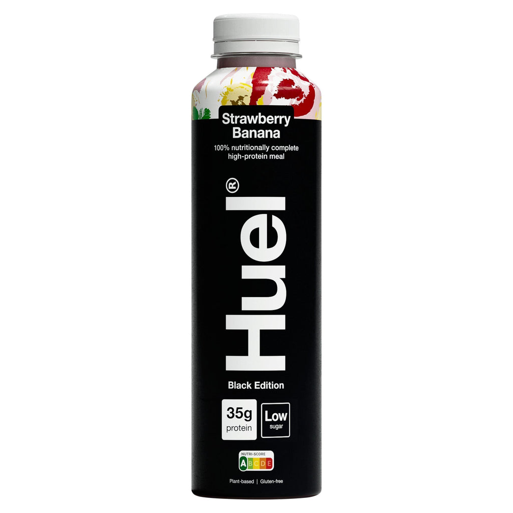 HUEL Ready-to Drink Black Edition - 8x500ml / Strawberry & Banana - Vegan Protein Ready-to-Drinks
