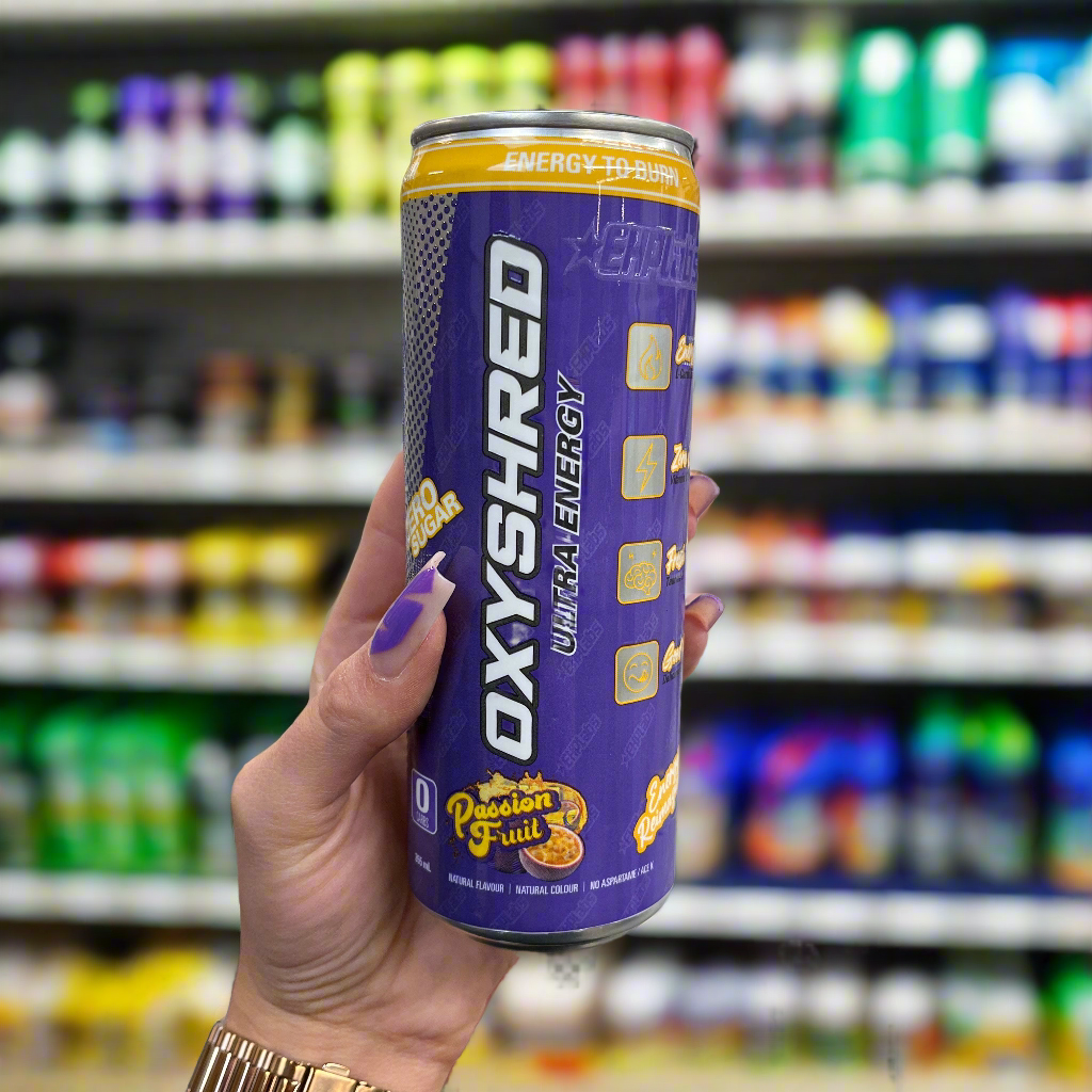 EHP Labs Oxyshred Ultra Energy Drink 12x330ml - 12x355ml / Peach Candy Rings - Energy Ready-to-Drinks