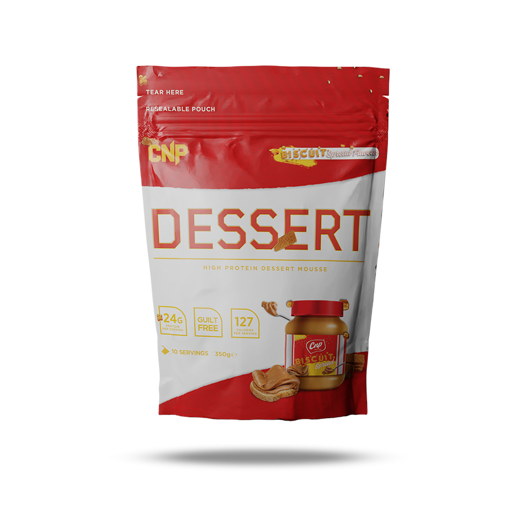 Red and white CNP Professional Dessert protein pouch with cookie butter for guilt-free treats