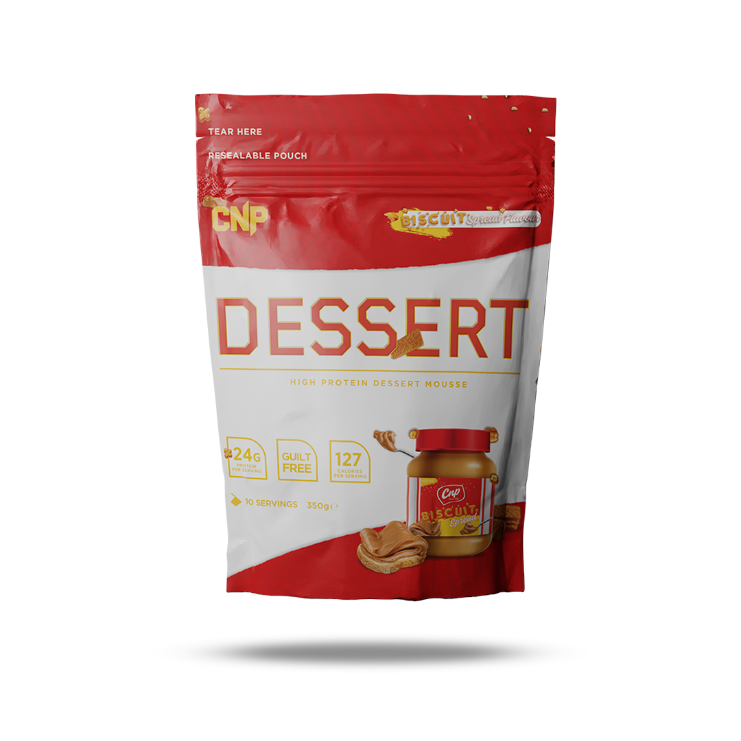 Red and white CNP Professional Dessert protein pouch with cookie butter for guilt-free treats
