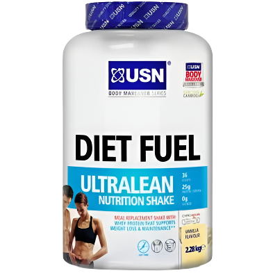 USN Diet Fuel Ultralean vanilla meal replacement shake for high protein calorie control