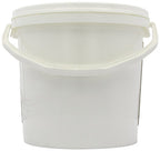 White plastic bucket with a lid and handle.