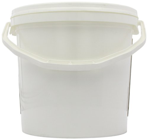 White plastic bucket with a lid and handle.