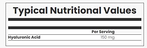 Nutritional info label for MyProtein MyVitamins Hyaluronic Acid Tablets supporting skin hydration