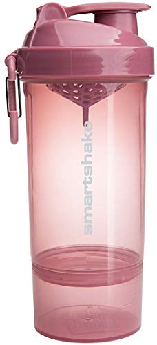 Pink transparent Smartshake One Shaker with removable bottom compartment and mixer net