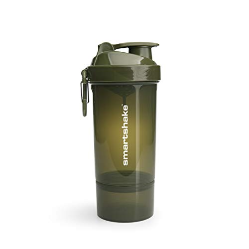 Smartshake One Shaker with dark green transparent mixer net and removable bottom compartment