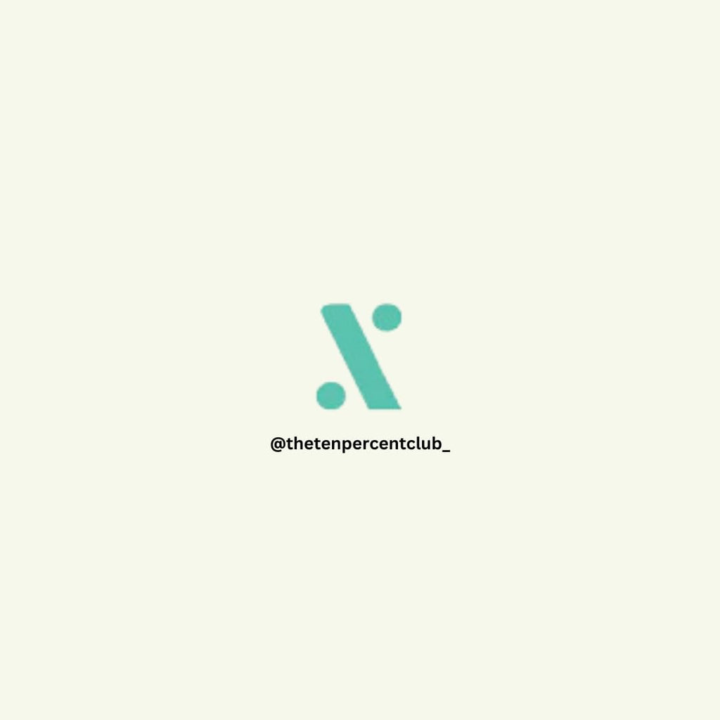 Teal logo resembling X or percent sign for The Ten Percent Club Unwind and Sleep with powerful nootropic blend