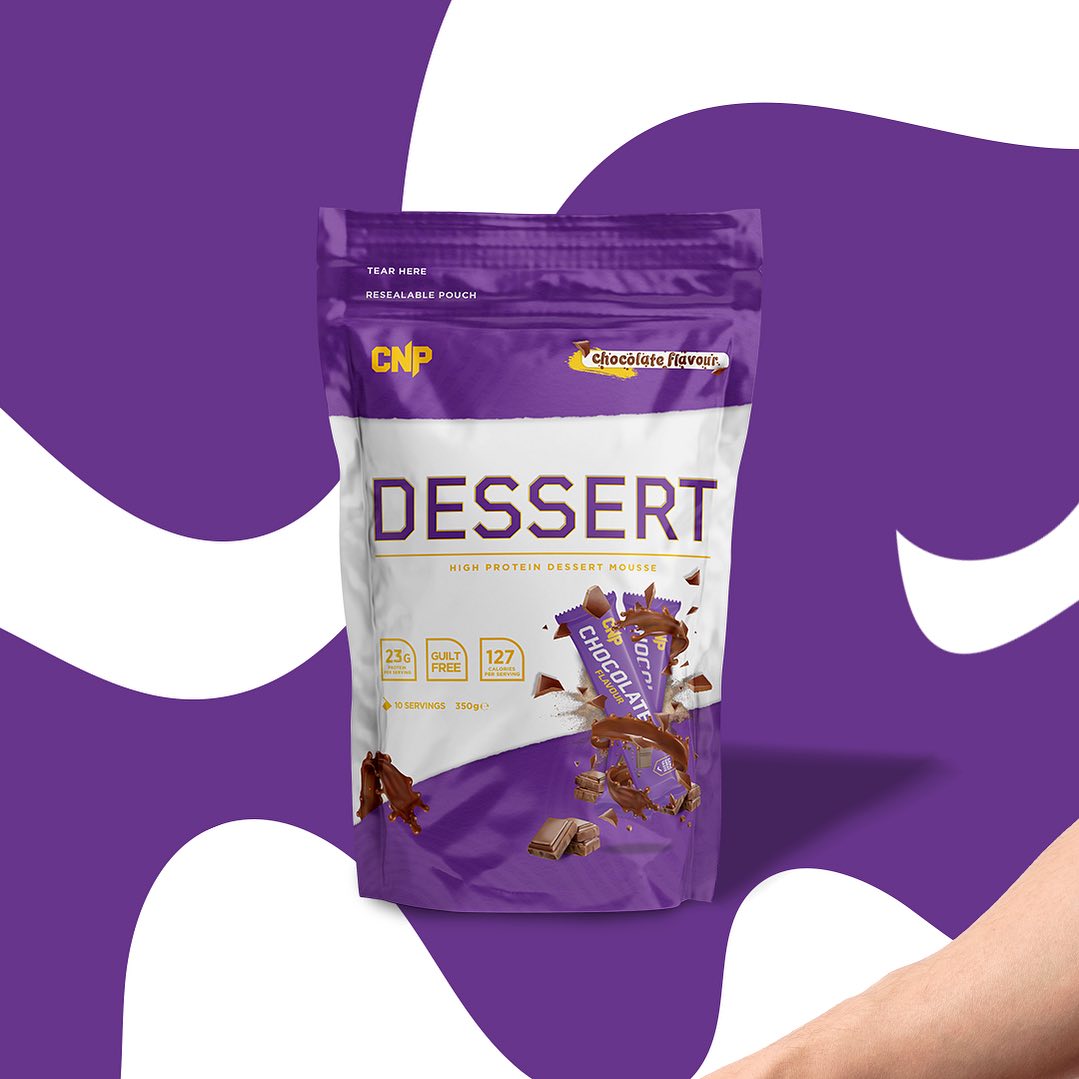 Purple and white CNP Professional Dessert pouch with guilt-free treat and digestive enzymes