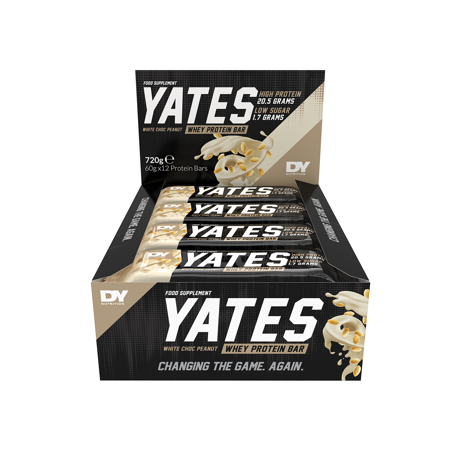 DY Nutrition Yates Protein Bar 12x60g - 6kg / White Choc Peanut - Protein Bars