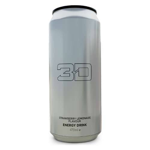 3D Energy Drink - 12x473ml / Silver (Strawberry Lemonade) - Energy Ready-to-Drinks