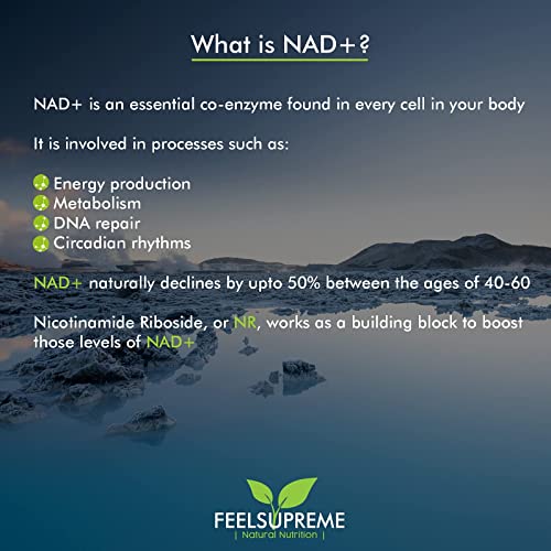 Feel Supreme NAD + Booster NR with Astaxanthin - 60 Veg Caps - Cognitive Support Capsules