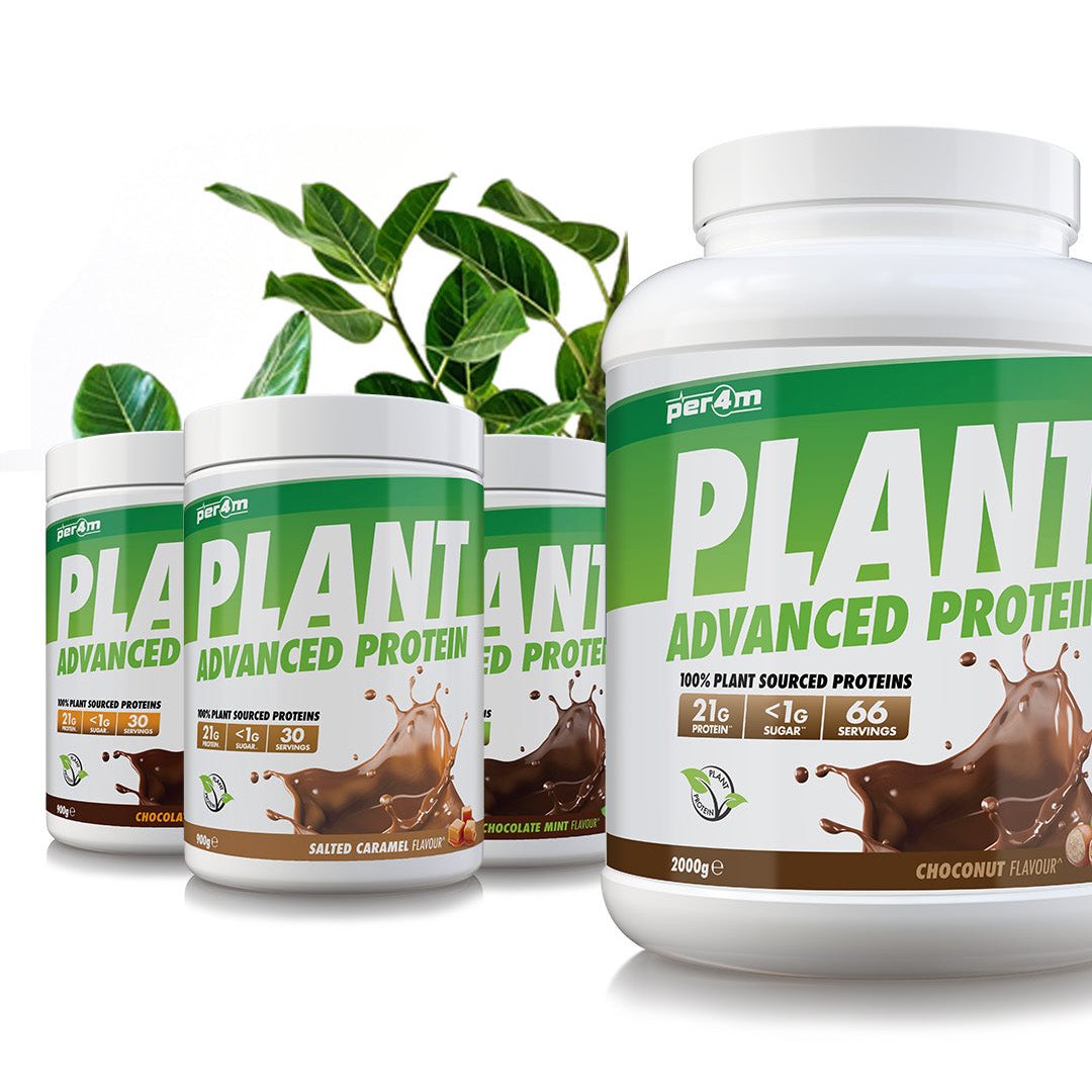 Multiple Per4m Plant Protein 908g dairy free containers in various flavors