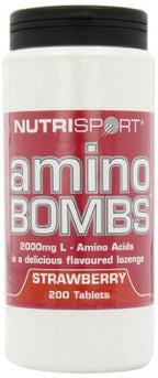 Strawberry NutriSport Amino Bombs for muscle growth with branched chain amino acids