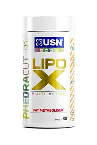 White USN Phedracut Lipo X bottle with fat metabolism booster capsules for weight loss journey