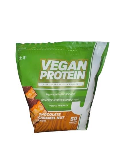 Green Vegan Protein powder in Chocolate Caramel Nut flavor for peri workout amino boost