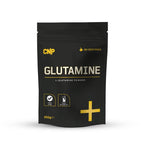 Black pouch of CNP Glutamine with pure L-glutamine monohydrate for muscle recovery