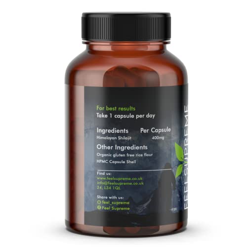 Feel Supreme Himalayan Shilajit - 60 Veg Caps - Shilajit Capsules
