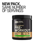 Black and gold Optimum Nutrition Gold Standard Pre-Workout kiwi flavor tub