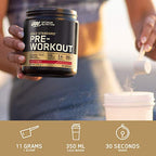 Black and gold Optimum Nutrition Gold Standard Pre-Workout tub for energy boost